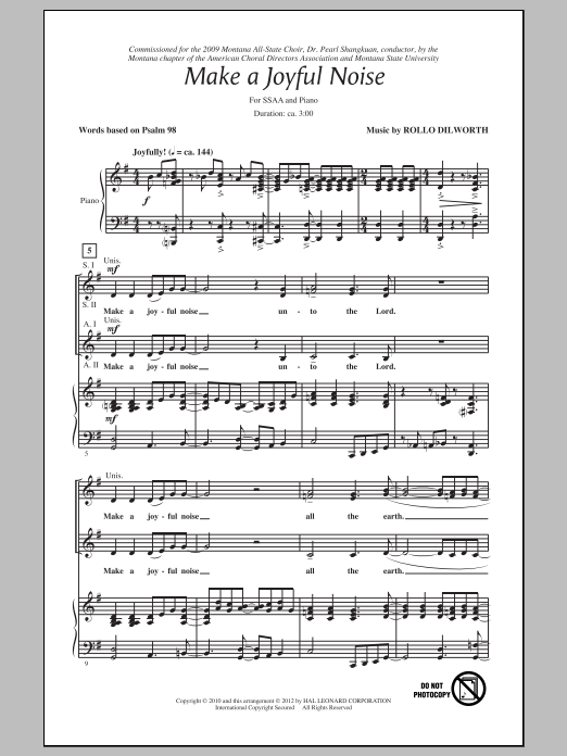 Download Rollo Dilworth Make A Joyful Noise Sheet Music and learn how to play SATB Choir PDF digital score in minutes