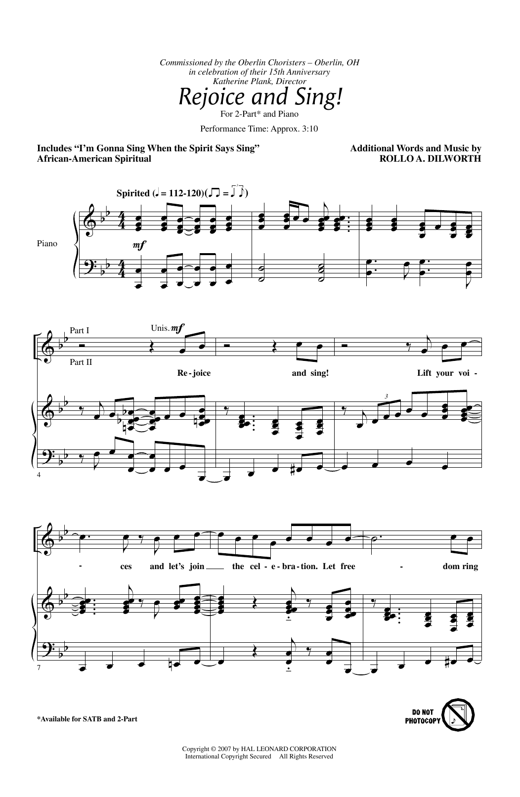Download Rollo Dilworth Rejoice And Sing! Sheet Music and learn how to play 2-Part Choir PDF digital score in minutes