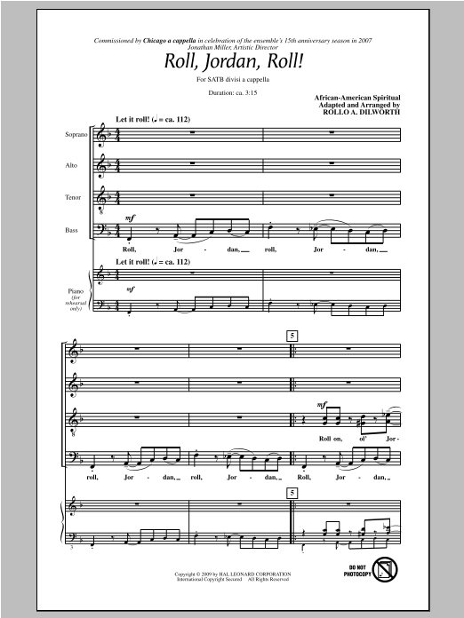 Download Traditional Spiritual Roll, Jordan, Roll! (arr. Rollo Dilworth) Sheet Music and learn how to play SATB PDF digital score in minutes