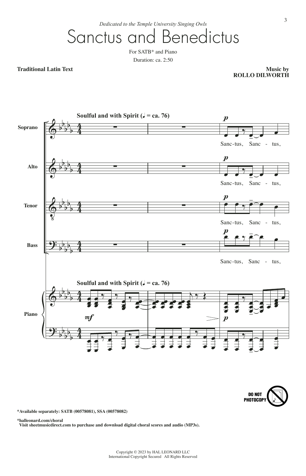 Download Rollo Dilworth Sanctus Sheet Music and learn how to play SATB Choir PDF digital score in minutes