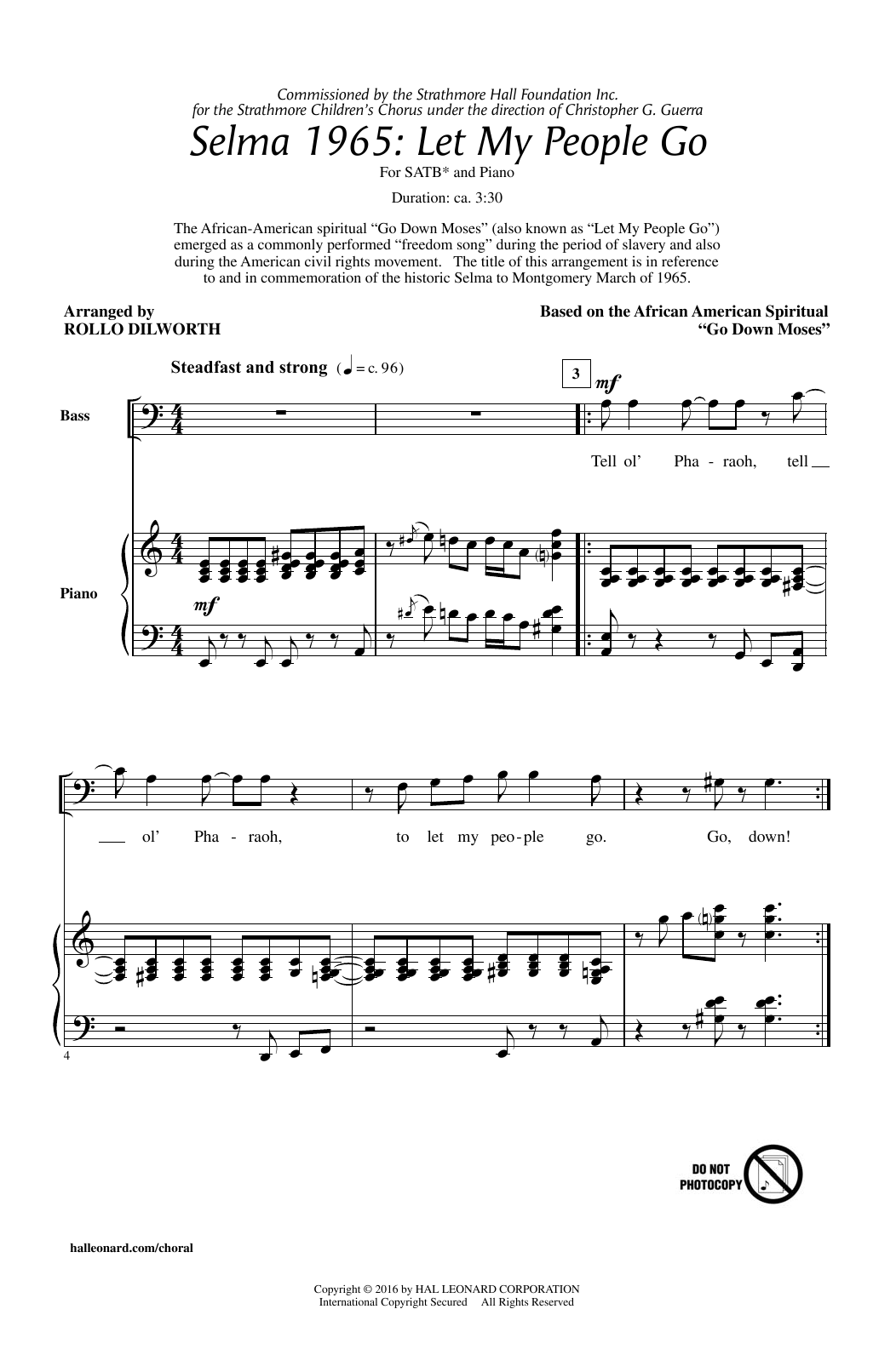Download Rollo Dilworth Selma 1965: Let My People Go Sheet Music and learn how to play SATB PDF digital score in minutes
