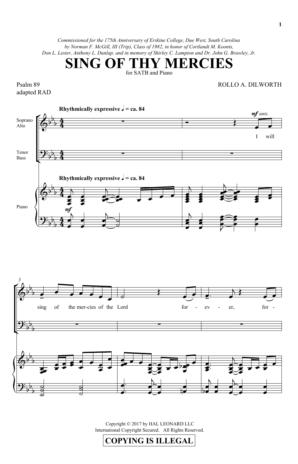 Download Rollo Dilworth Sing Of Thy Mercies Sheet Music and learn how to play SATB PDF digital score in minutes