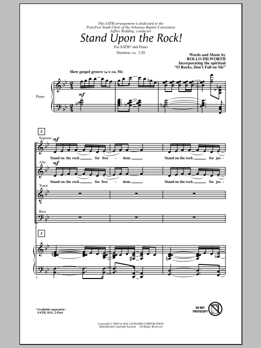 Download Rollo Dilworth Stand Upon The Rock! Sheet Music and learn how to play 2-Part Choir PDF digital score in minutes