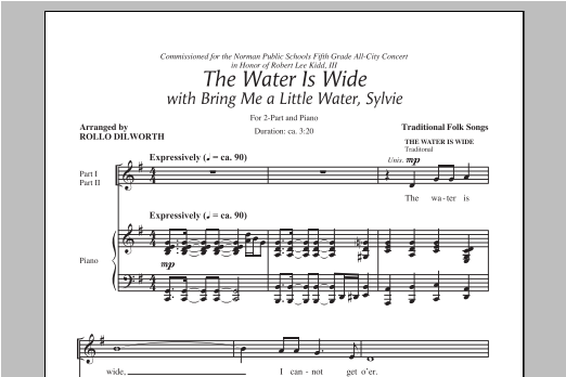 Download Rollo Dilworth The Water Is Wide (Bring Me A Little Water, Sylvie) Sheet Music and learn how to play 2-Part Choir PDF digital score in minutes