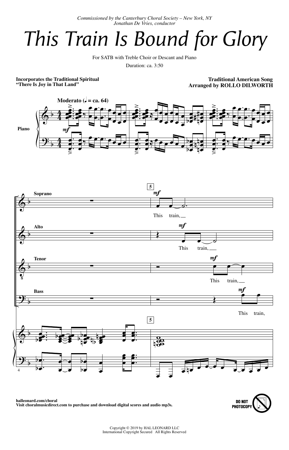 Download Rollo Dilworth This Train Is Bound For Glory Sheet Music and learn how to play SATB Choir PDF digital score in minutes
