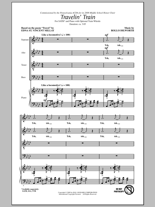 Download Rollo Dilworth Travelin' Train Sheet Music and learn how to play TTBB Choir PDF digital score in minutes