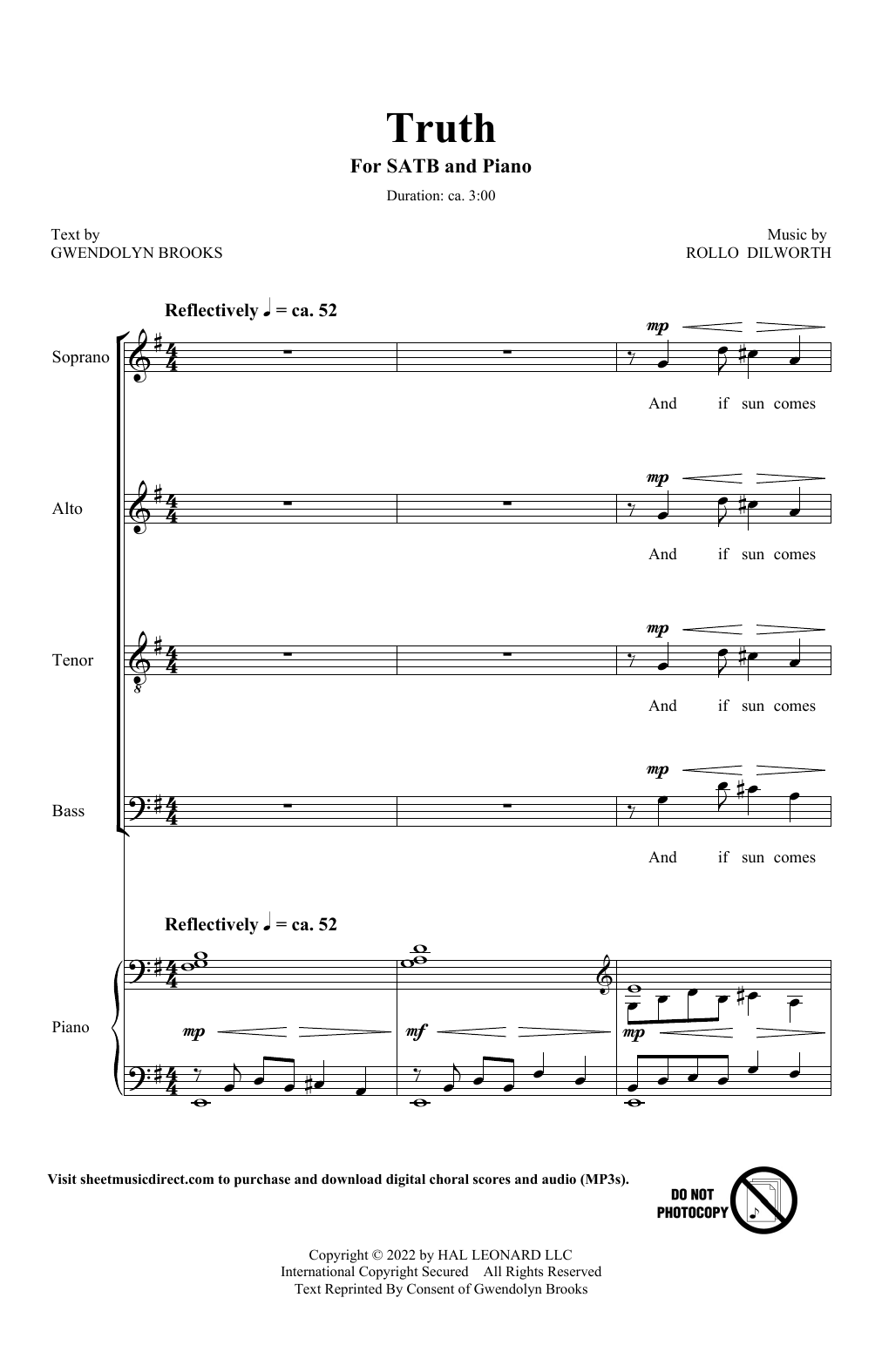 Download Rollo Dilworth Truth Sheet Music and learn how to play SATB Choir PDF digital score in minutes