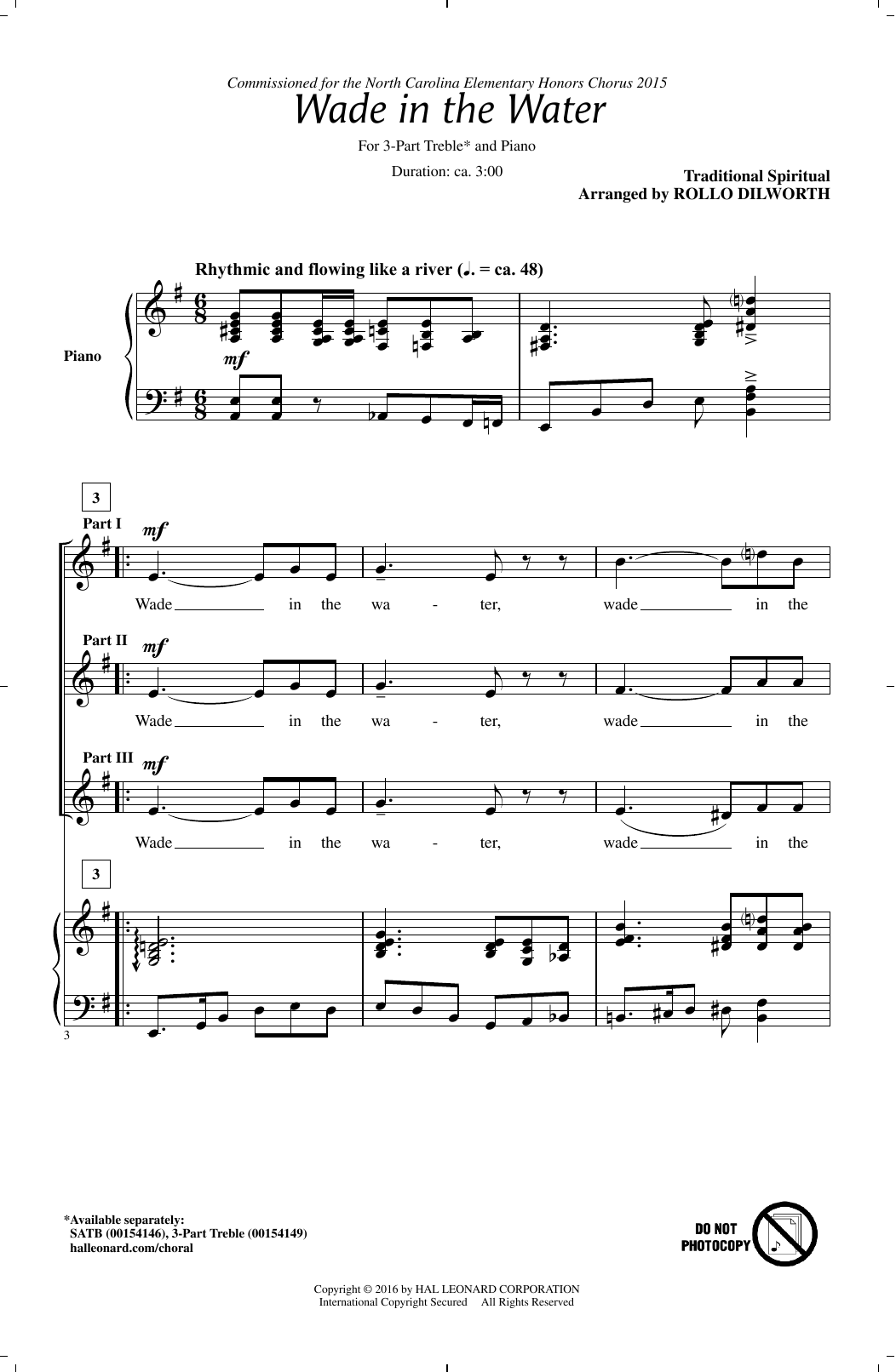 Download Rollo Dilworth Wade In The Water Sheet Music and learn how to play SATB PDF digital score in minutes