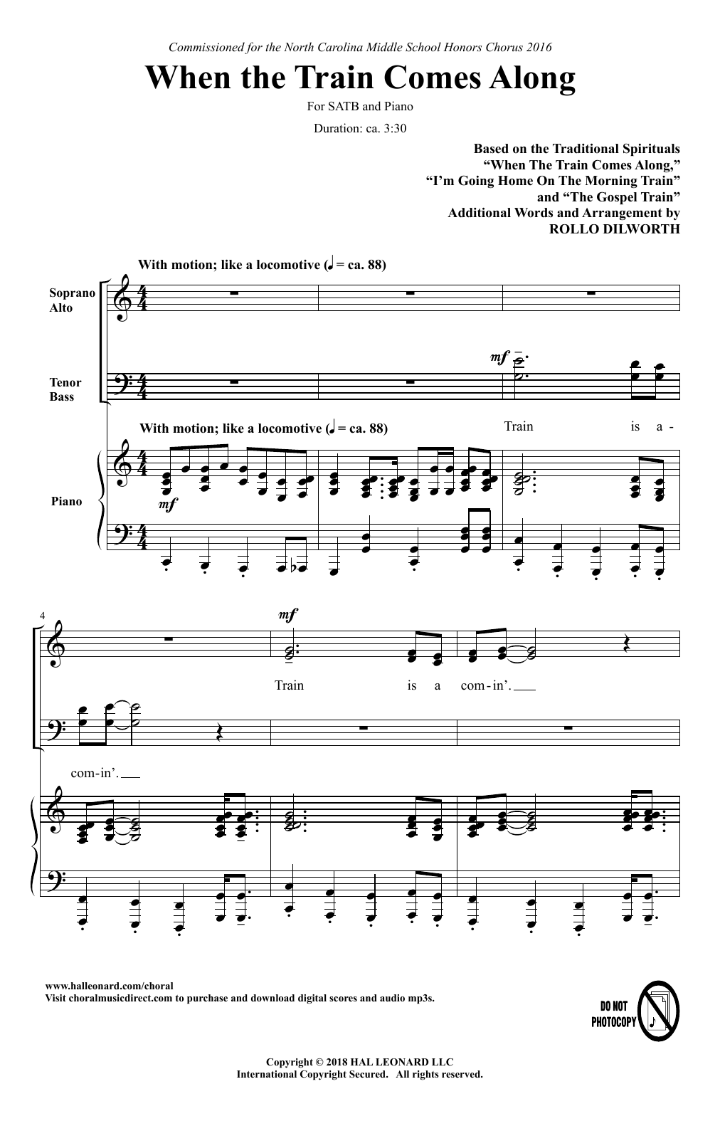 Download Rollo Dilworth When The Train Comes Along Sheet Music and learn how to play SATB Choir PDF digital score in minutes
