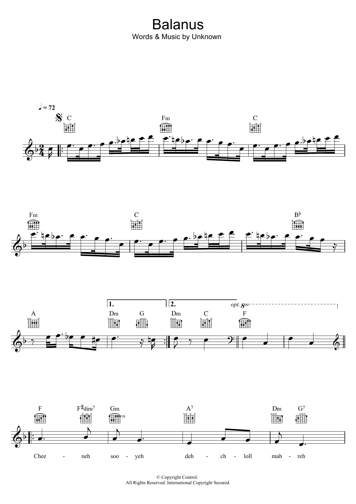 Download Romica Puceanu Balanus Sheet Music and learn how to play Melody Line, Lyrics & Chords PDF digital score in minutes