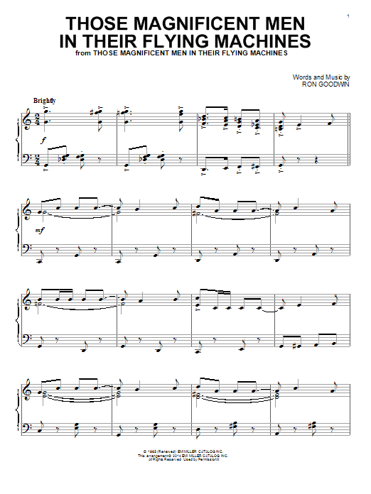 Download Ron Goodwin Those Magnificent Men In Their Flying Machines Sheet Music and learn how to play Piano PDF digital score in minutes