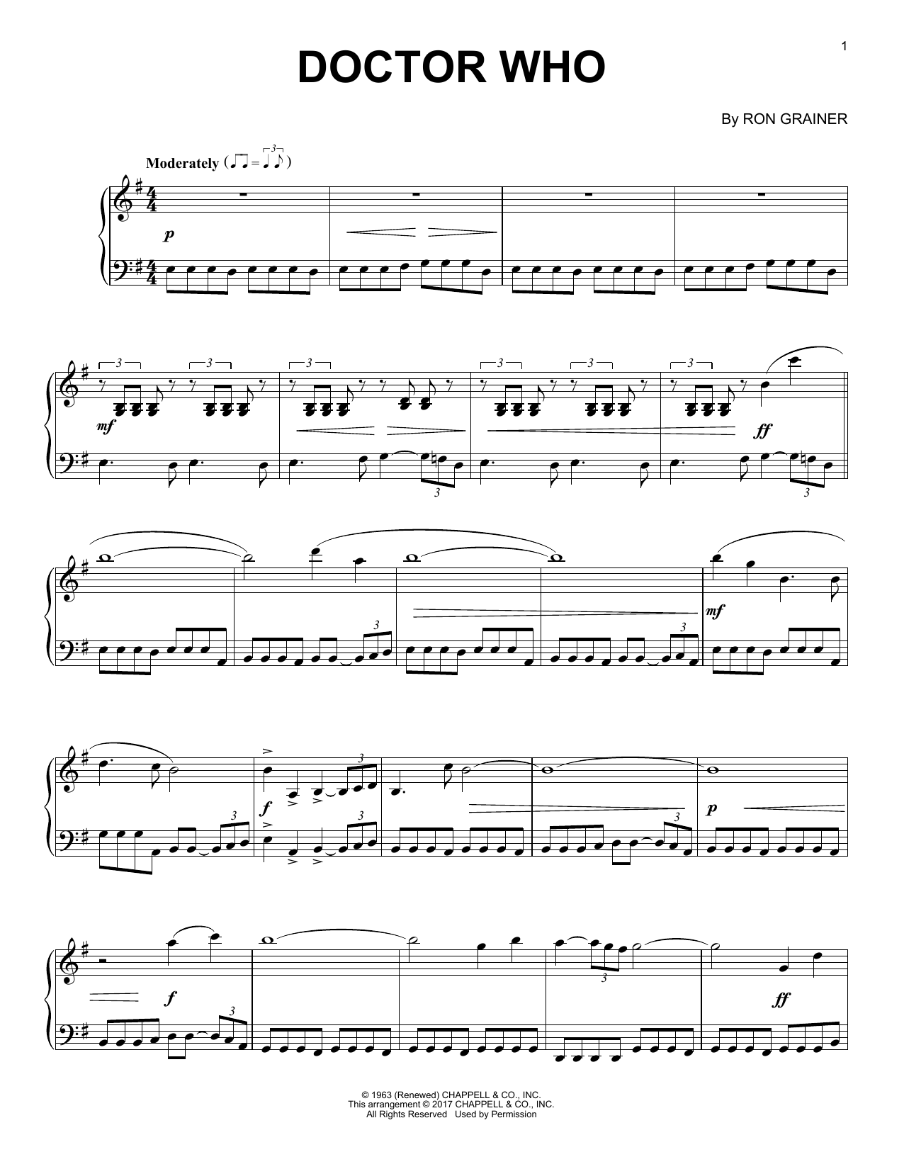 Download Ron Grainer Doctor Who Sheet Music and learn how to play Piano Solo PDF digital score in minutes