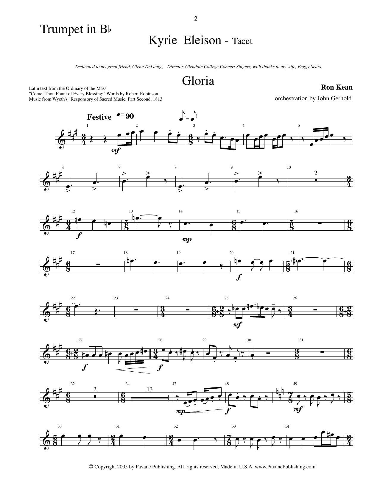 Download Ron Kean American Mass (Chamber Orchestra) (arr. John Gerhold) - Bb Trumpet Sheet Music and learn how to play Choir Instrumental Pak PDF digital score in minutes