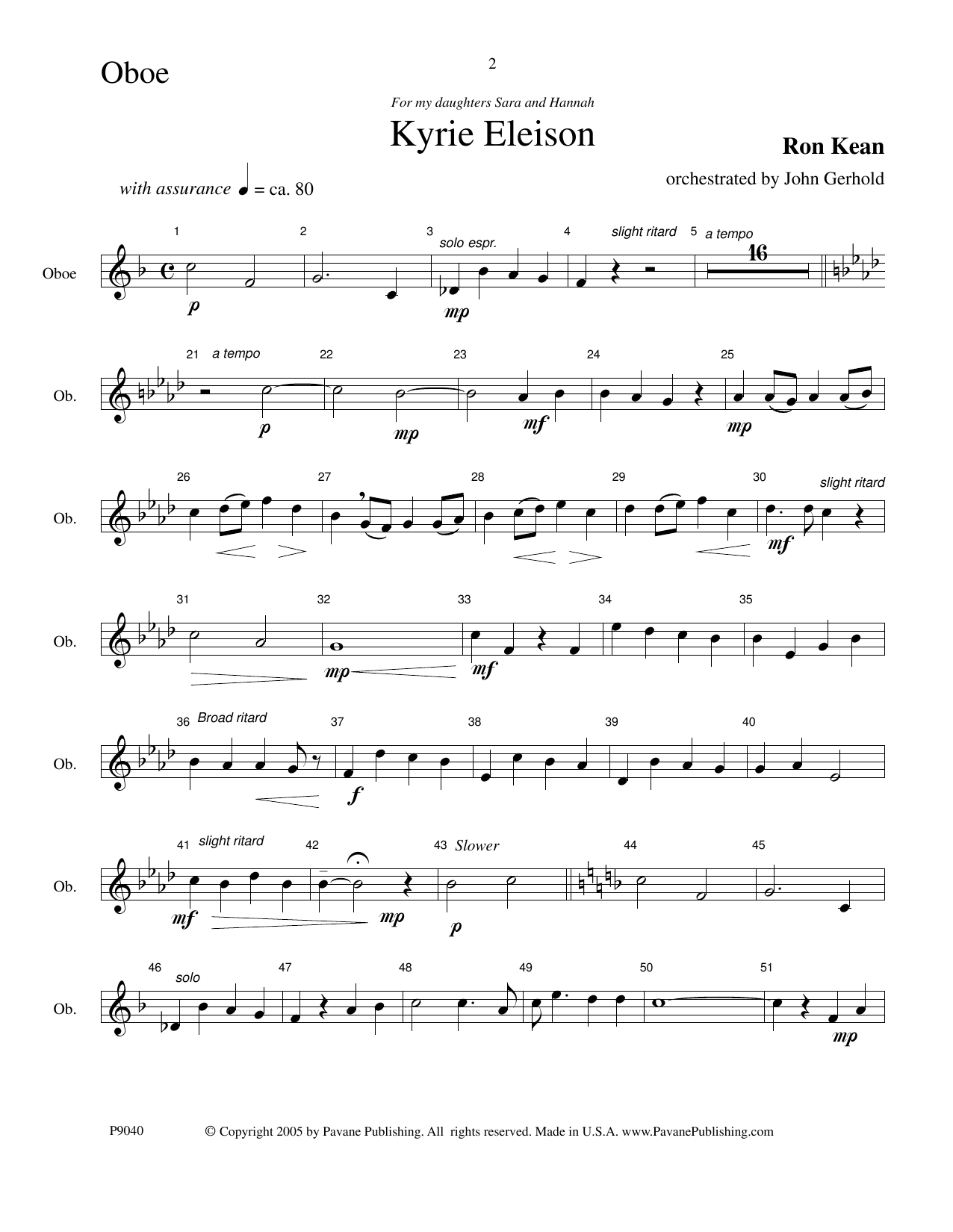 Download Ron Kean American Mass (Chamber Orchestra) (arr. John Gerhold) - Oboe Sheet Music and learn how to play Choir Instrumental Pak PDF digital score in minutes