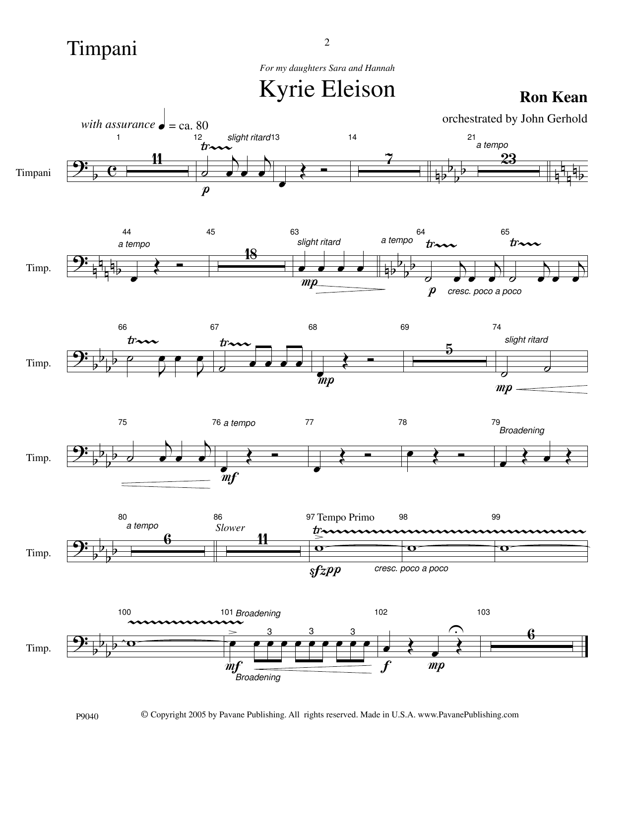 Download Ron Kean American Mass (Chamber Orchestra) (arr. John Gerhold) - Timpani Sheet Music and learn how to play Choir Instrumental Pak PDF digital score in minutes