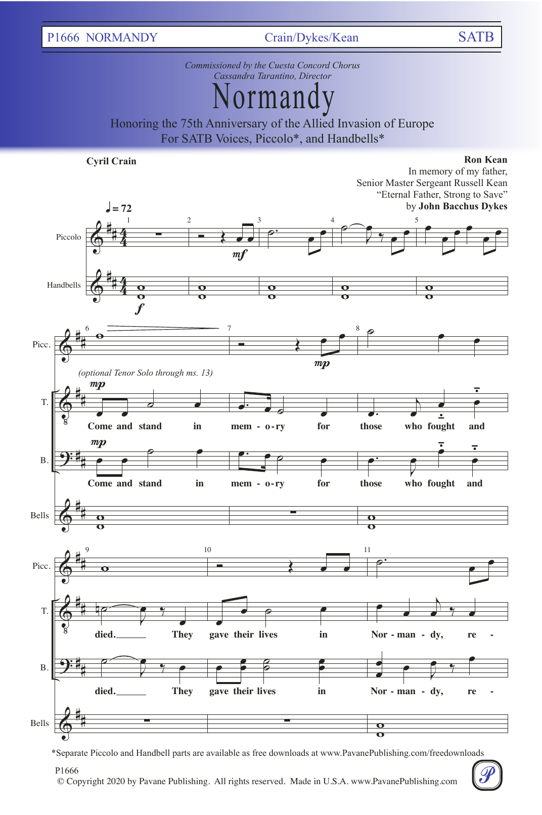 Download Ron Kean Normandy Sheet Music and learn how to play SATB Choir PDF digital score in minutes
