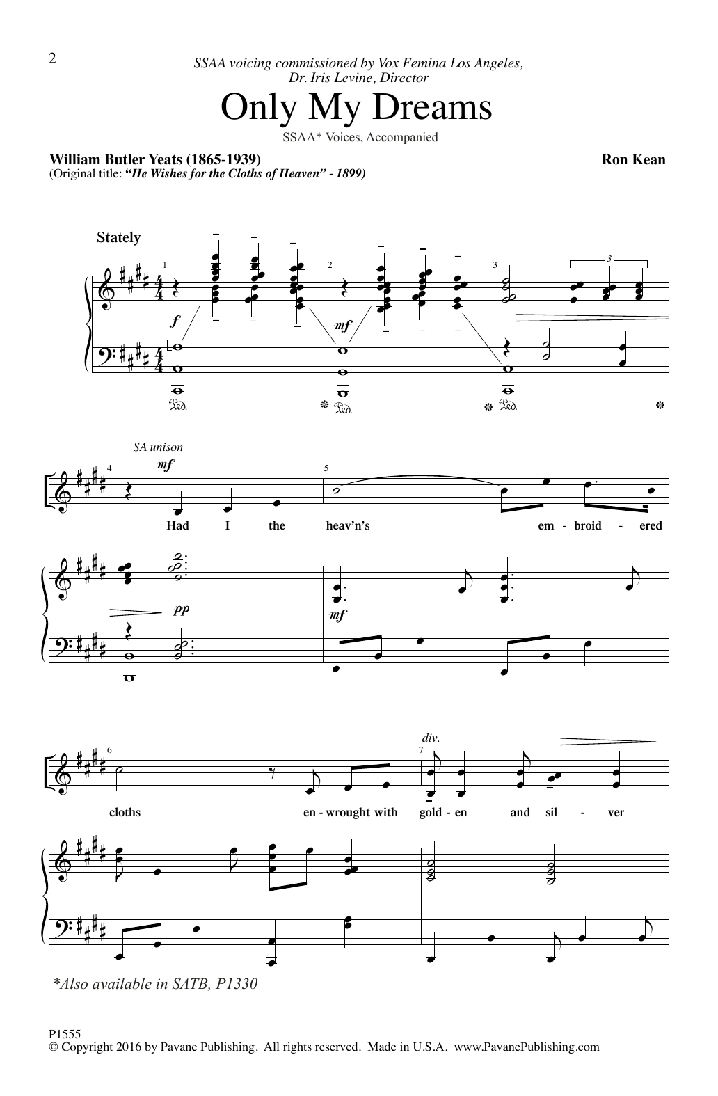 Download Ron Kean Only My Dreams Sheet Music and learn how to play SATB Choir PDF digital score in minutes