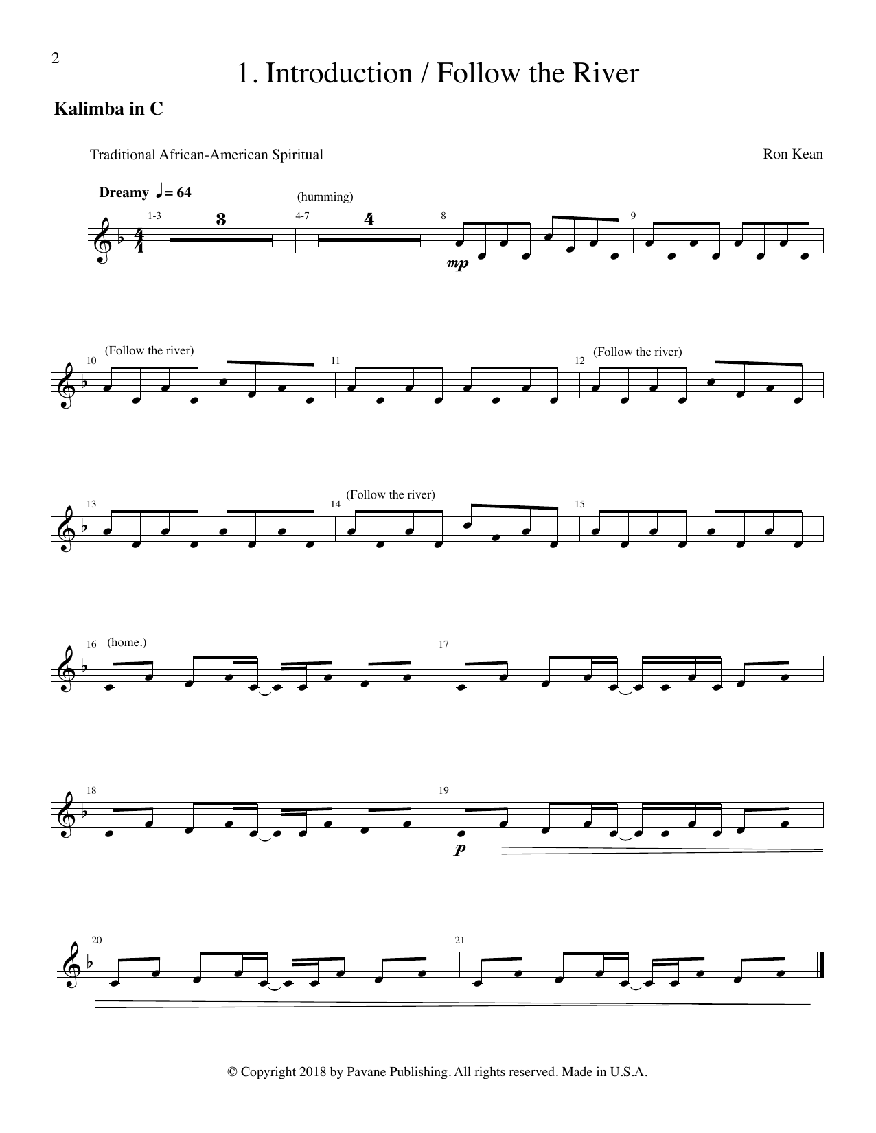 Download Ron Kean The Journey of Harriet Tubman (for SATB) - Kalimba Sheet Music and learn how to play Choir Instrumental Pak PDF digital score in minutes