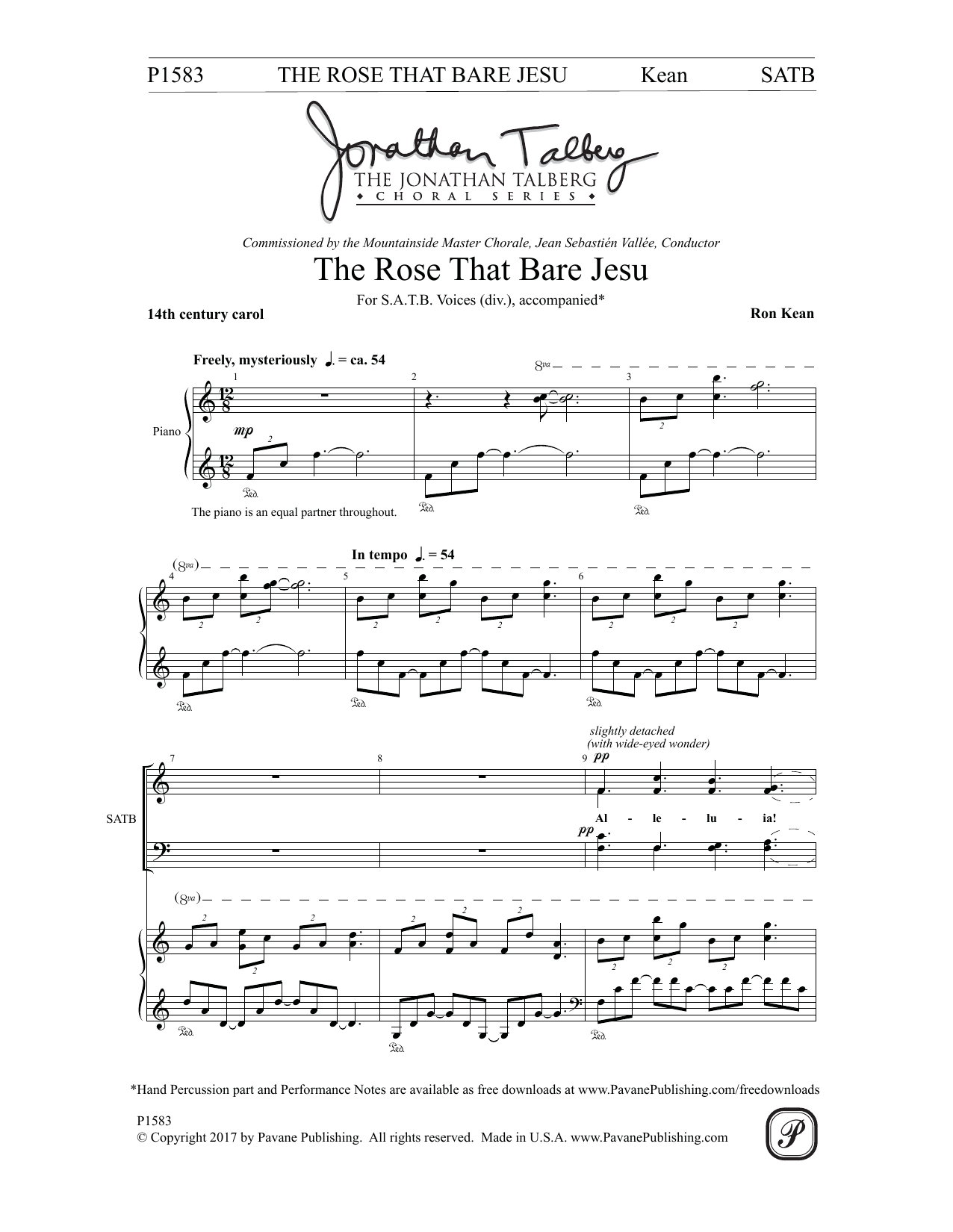 Download Ron Kean The Rose that Bare Jesu Sheet Music and learn how to play SATB Choir PDF digital score in minutes