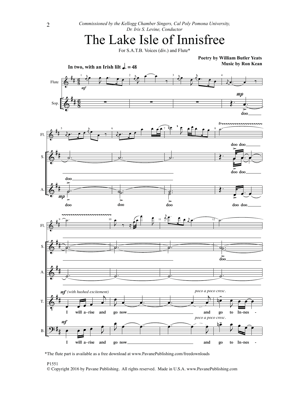 Ron Kean The Lake Isle Of Innisfree Sheet Music Notes Download ron-kean-the-lake-isle-of-innisfree-sheet-music-notes-download
