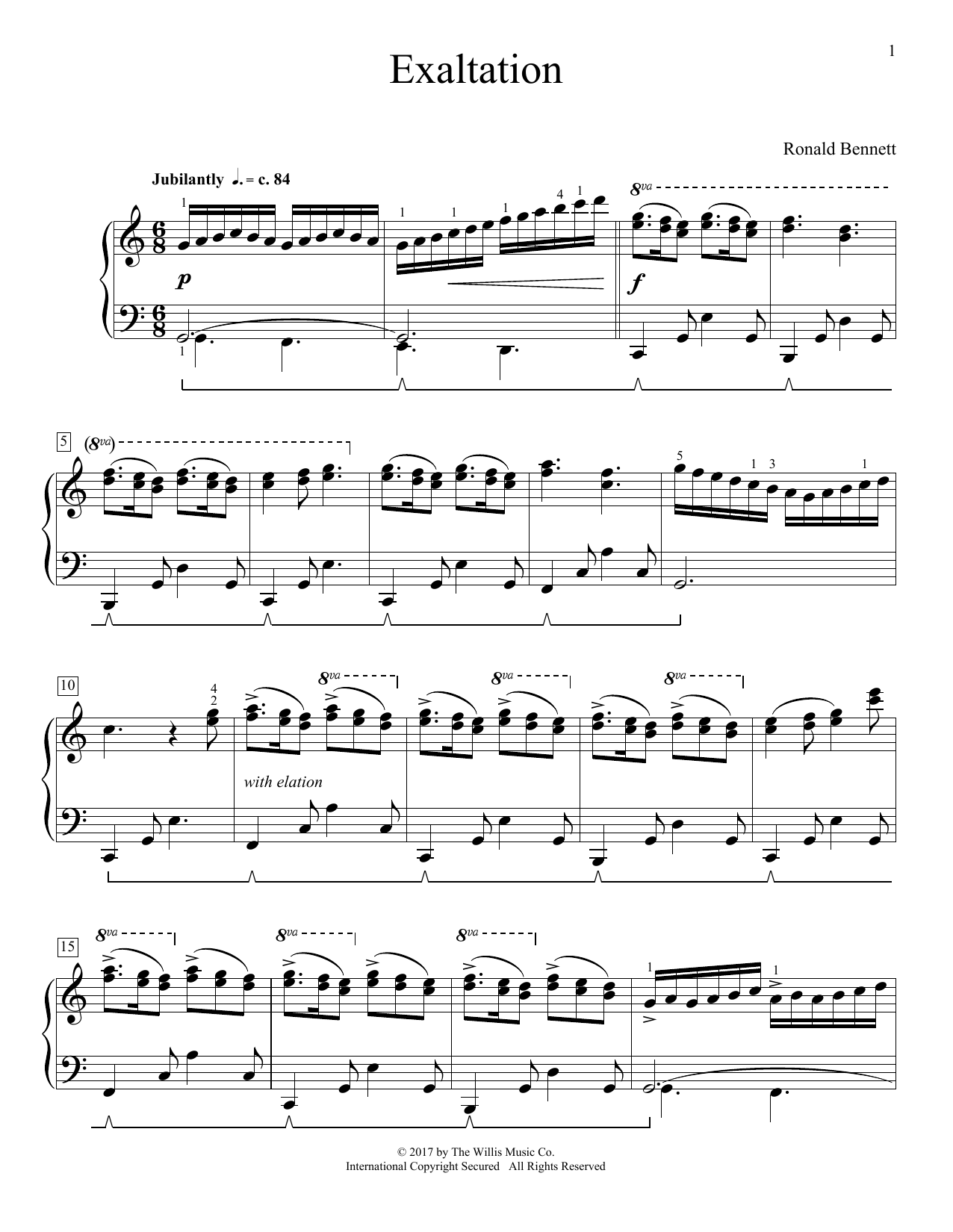 Download Ronald Bennett Exaltation Sheet Music and learn how to play Educational Piano PDF digital score in minutes