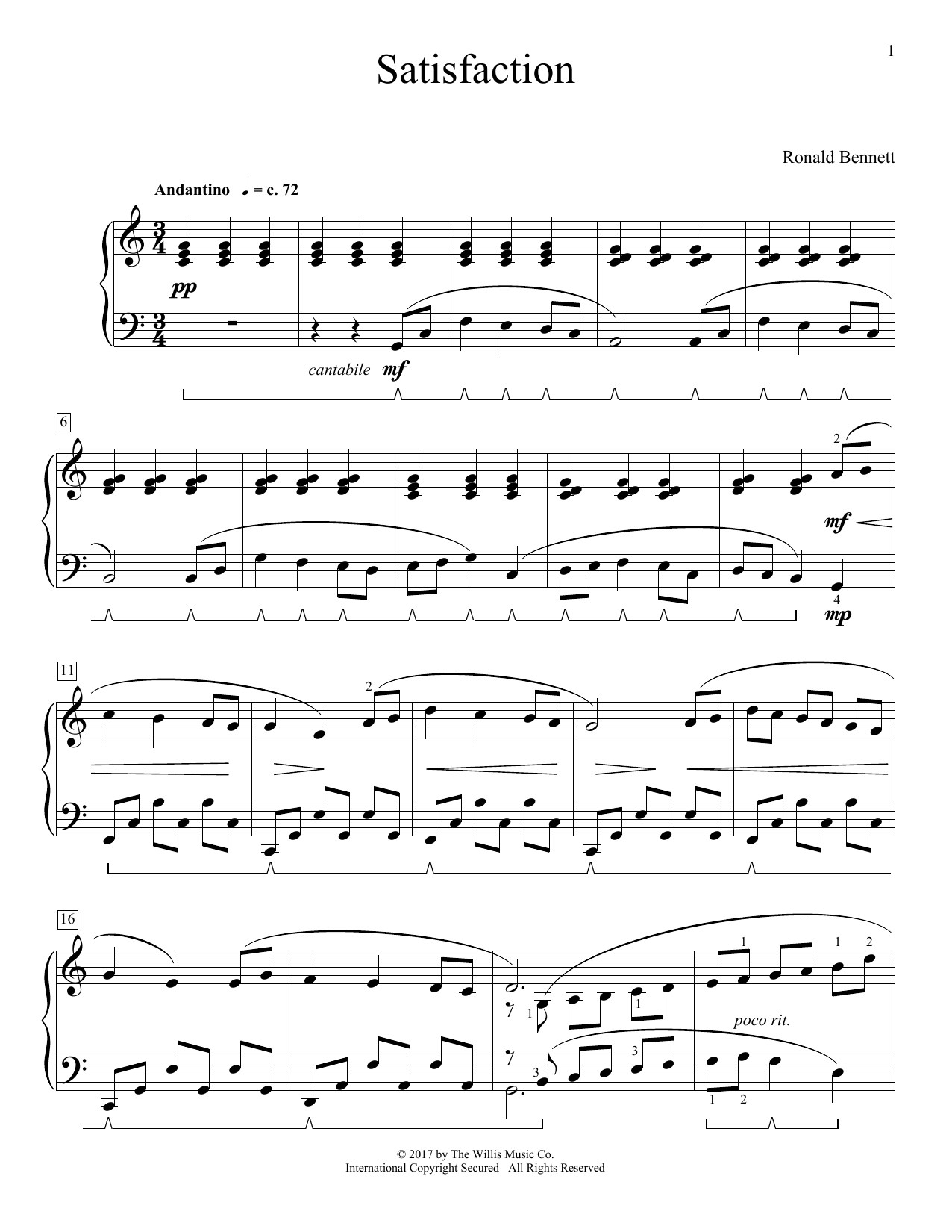Download Ronald Bennett Satisfaction Sheet Music and learn how to play Educational Piano PDF digital score in minutes