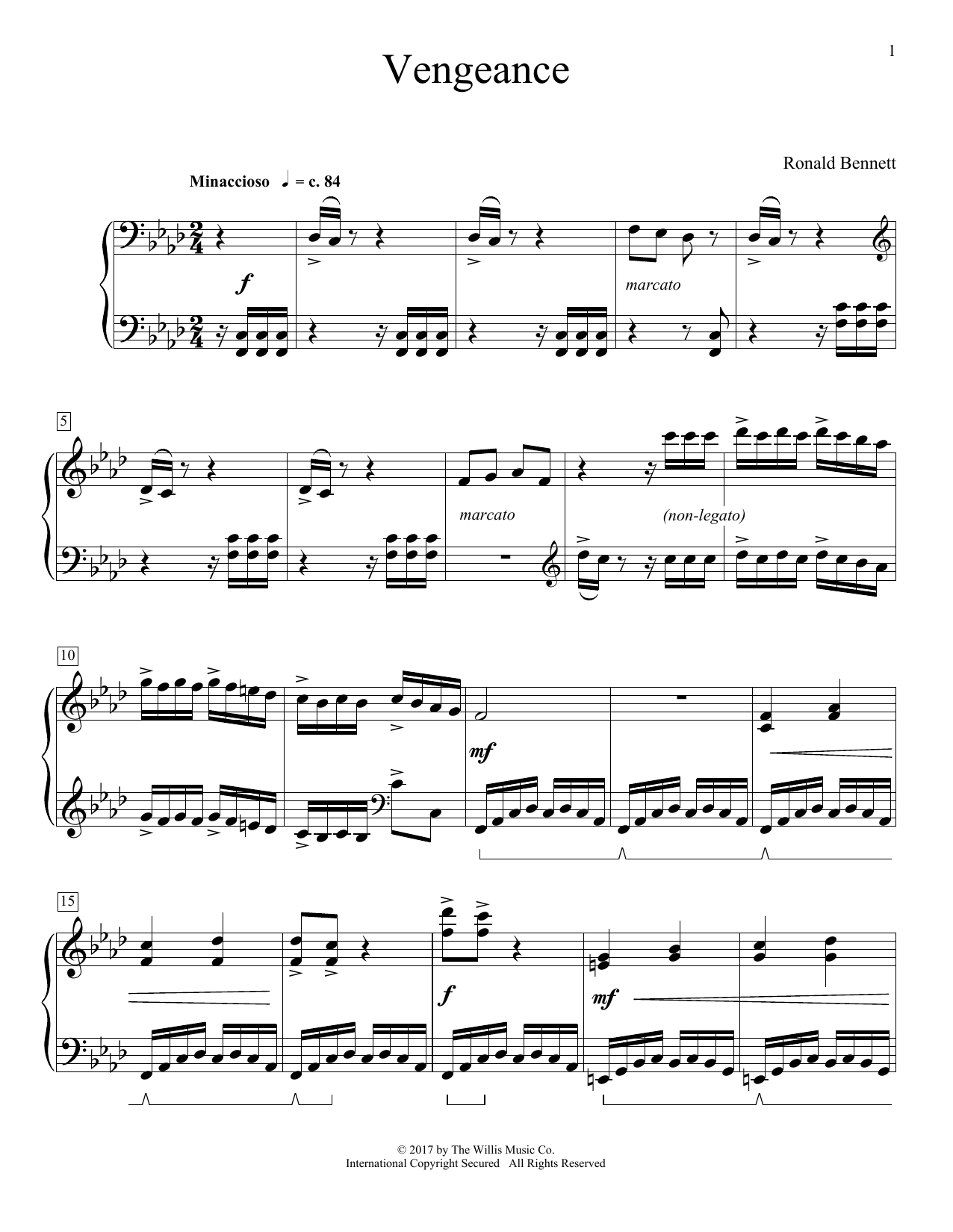 Download Ronald Bennett Vengeance Sheet Music and learn how to play Educational Piano PDF digital score in minutes
