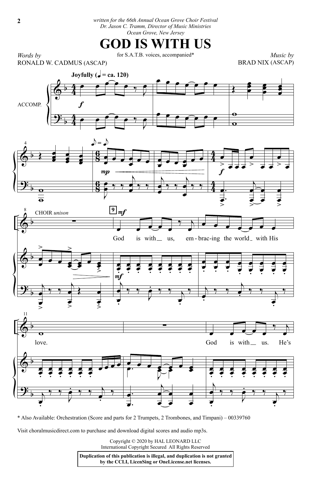 Download Ronald W. Cadmus and Brad Nix God Is With Us Sheet Music and learn how to play SATB Choir PDF digital score in minutes