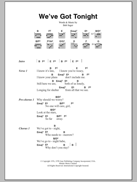 Download Ronan Keating and Lulu We've Got Tonight Sheet Music and learn how to play Lyrics & Chords PDF digital score in minutes