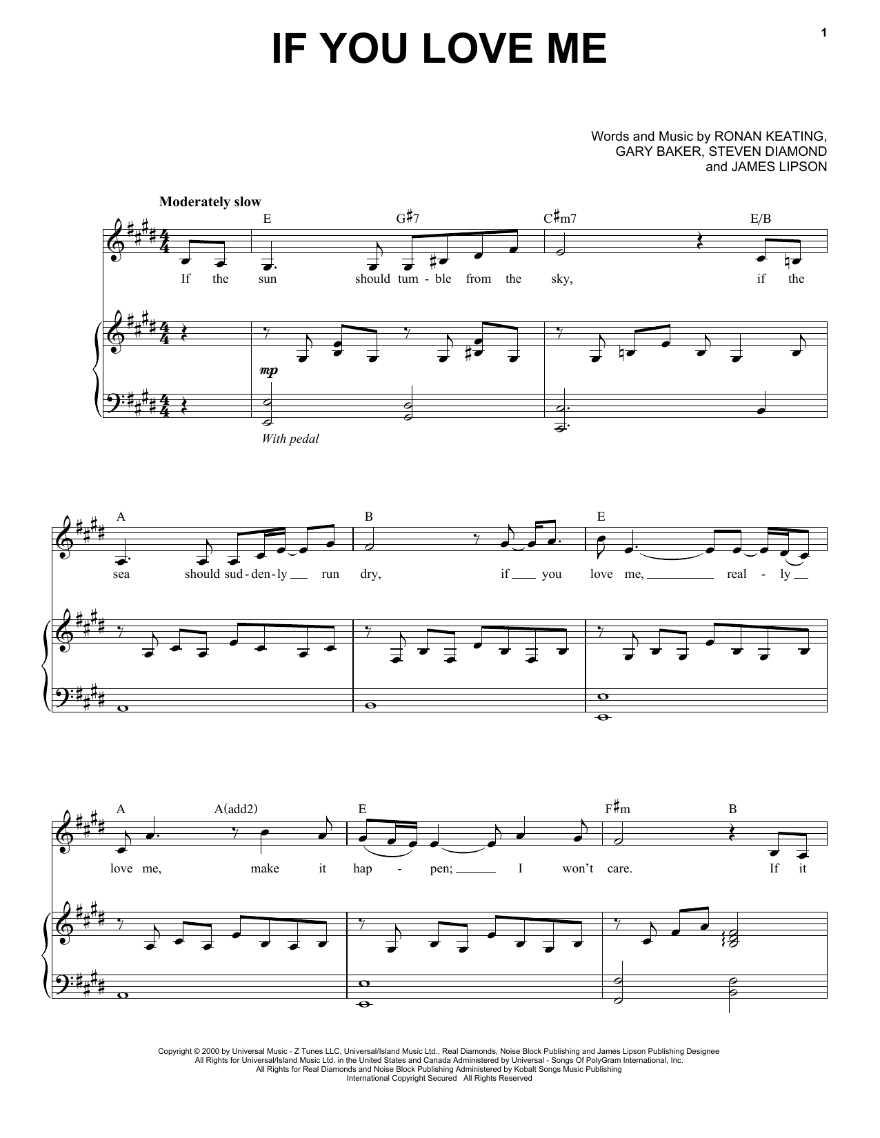 Download Ronan Keating Sheet Music and learn how to play Piano, Vocal & Guitar PDF score in minutes