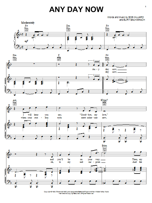 Download Ronnie Milsap Any Day Now Sheet Music and learn how to play Piano, Vocal & Guitar (Right-Hand Melody) PDF digital score in minutes
