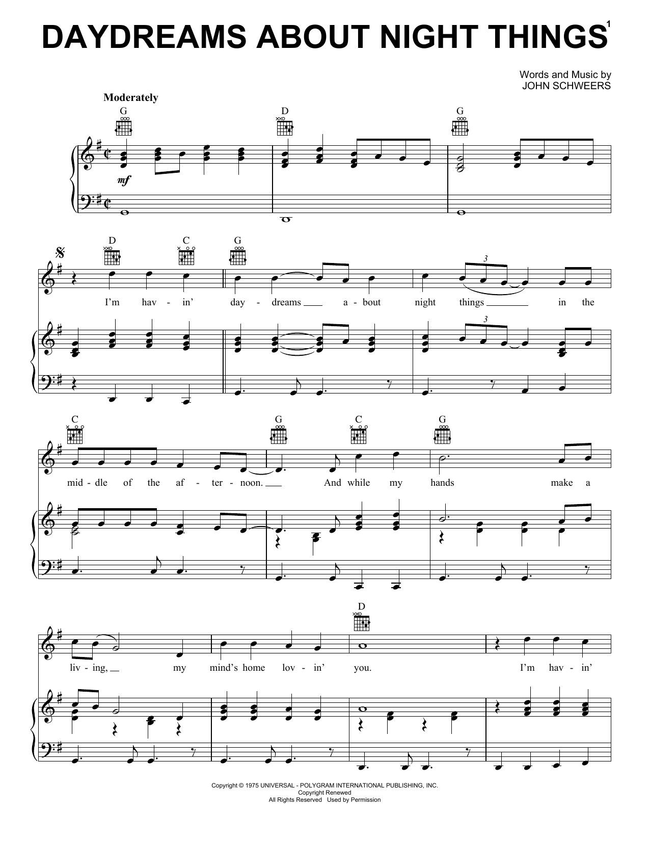 Download Ronnie Milsap Daydreams About Night Things Sheet Music and learn how to play Piano, Vocal & Guitar Chords (Right-Hand Melody) PDF digital score in minutes