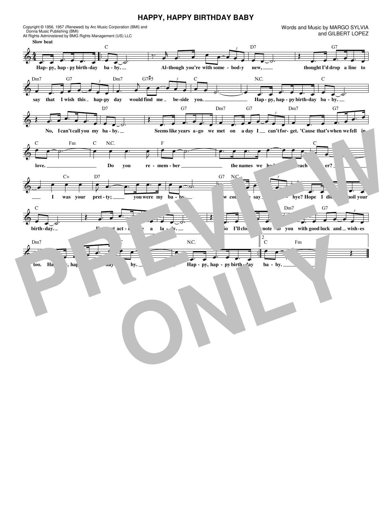 Download Ronnie Milsap Happy, Happy Birthday Baby Sheet Music and learn how to play Melody Line, Lyrics & Chords PDF digital score in minutes