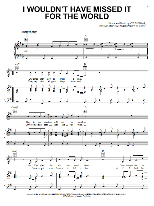 Download Ronnie Milsap I Wouldn't Have Missed It For The World Sheet Music and learn how to play Super Easy Piano PDF digital score in minutes
