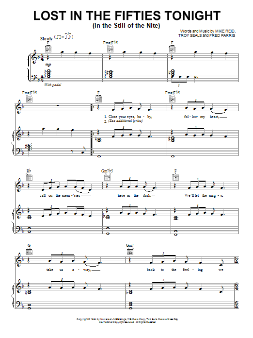 Download Ronnie Milsap Lost In The Fifties Tonight (In The Still Of The Nite) Sheet Music and learn how to play Lyrics & Chords PDF digital score in minutes