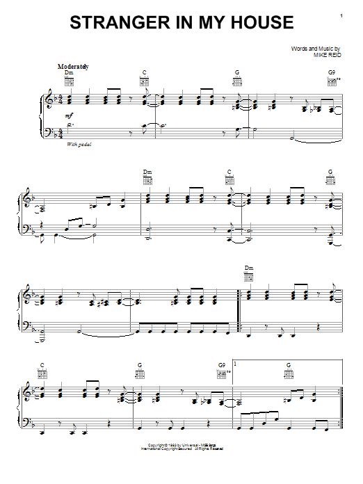 Download Ronnie Milsap Stranger In My House Sheet Music and learn how to play Piano, Vocal & Guitar (Right-Hand Melody) PDF digital score in minutes