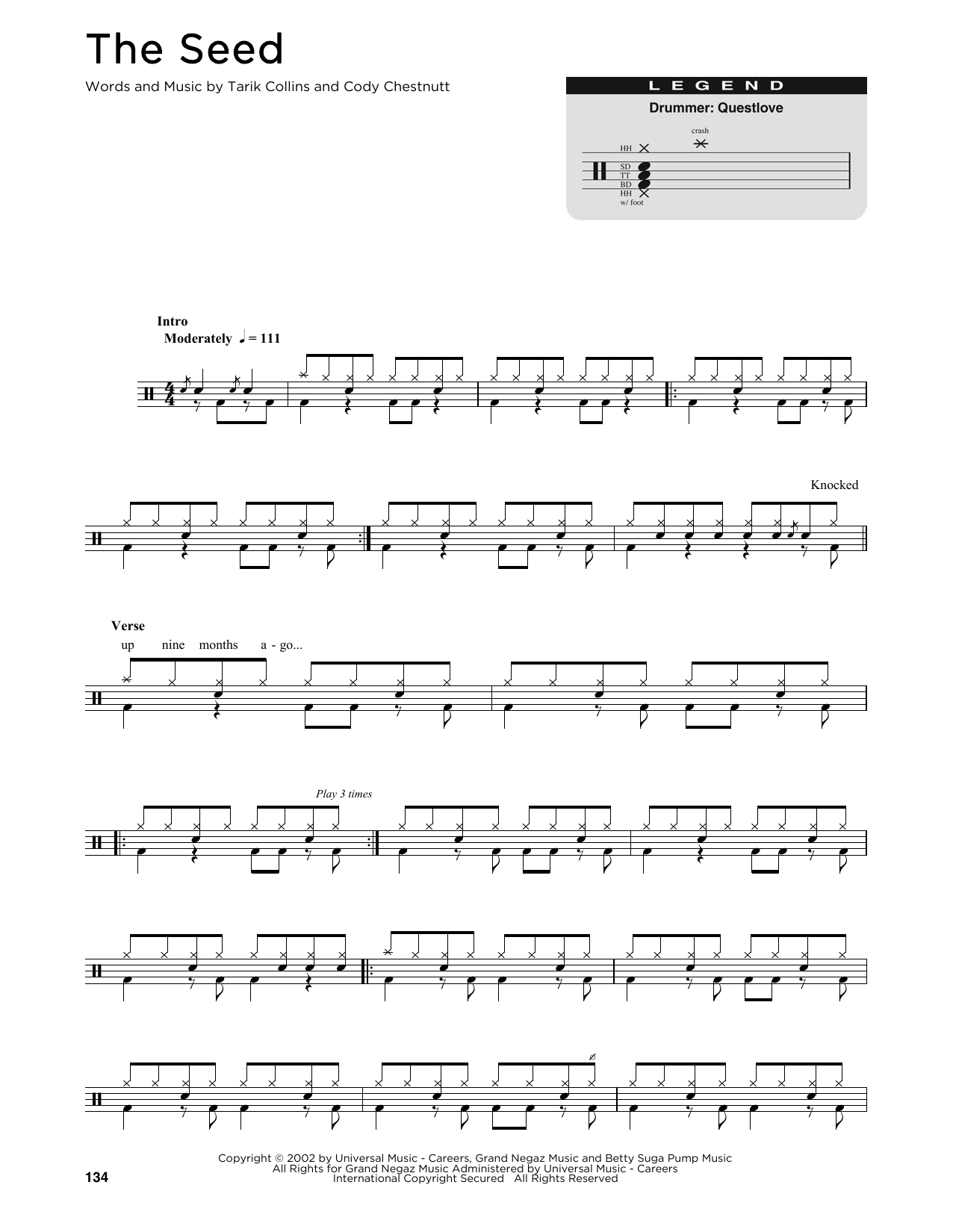 Download The Roots The Seed Sheet Music and learn how to play Drums Transcription PDF digital score in minutes