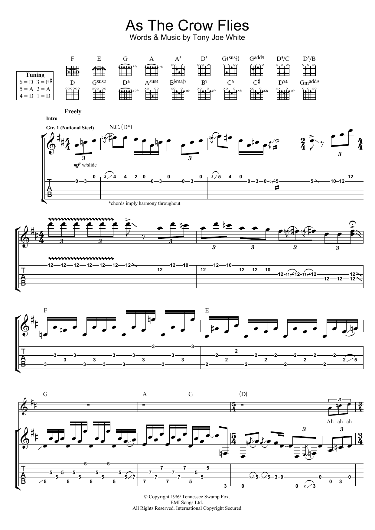 Download Rory Gallagher As The Crow Flies Sheet Music and learn how to play Guitar Tab PDF digital score in minutes