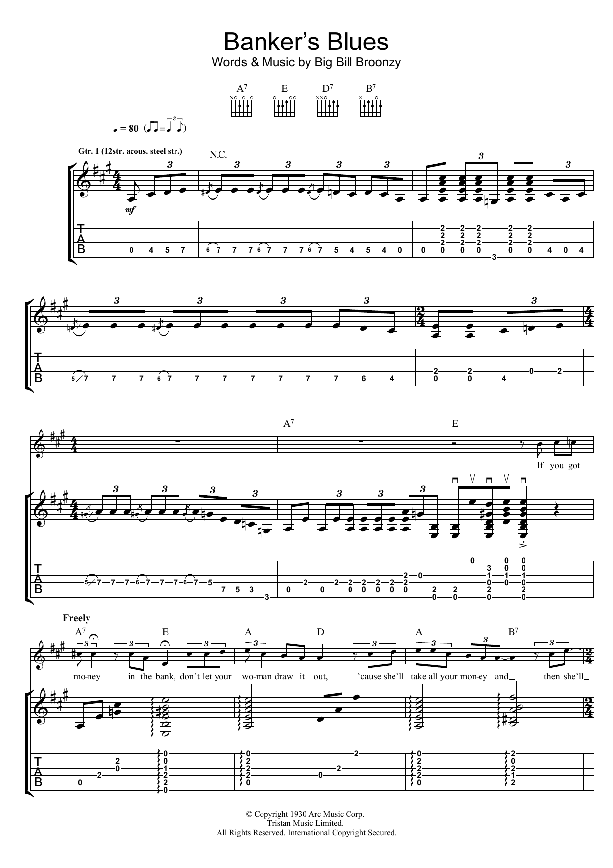 Download Rory Gallagher Banker's Blues Sheet Music and learn how to play Guitar Tab PDF digital score in minutes