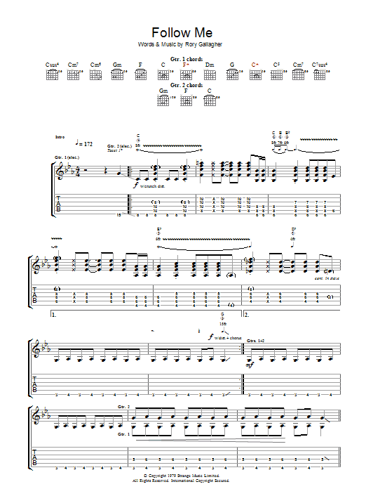 Download Rory Gallagher Follow Me Sheet Music and learn how to play Guitar Tab PDF digital score in minutes