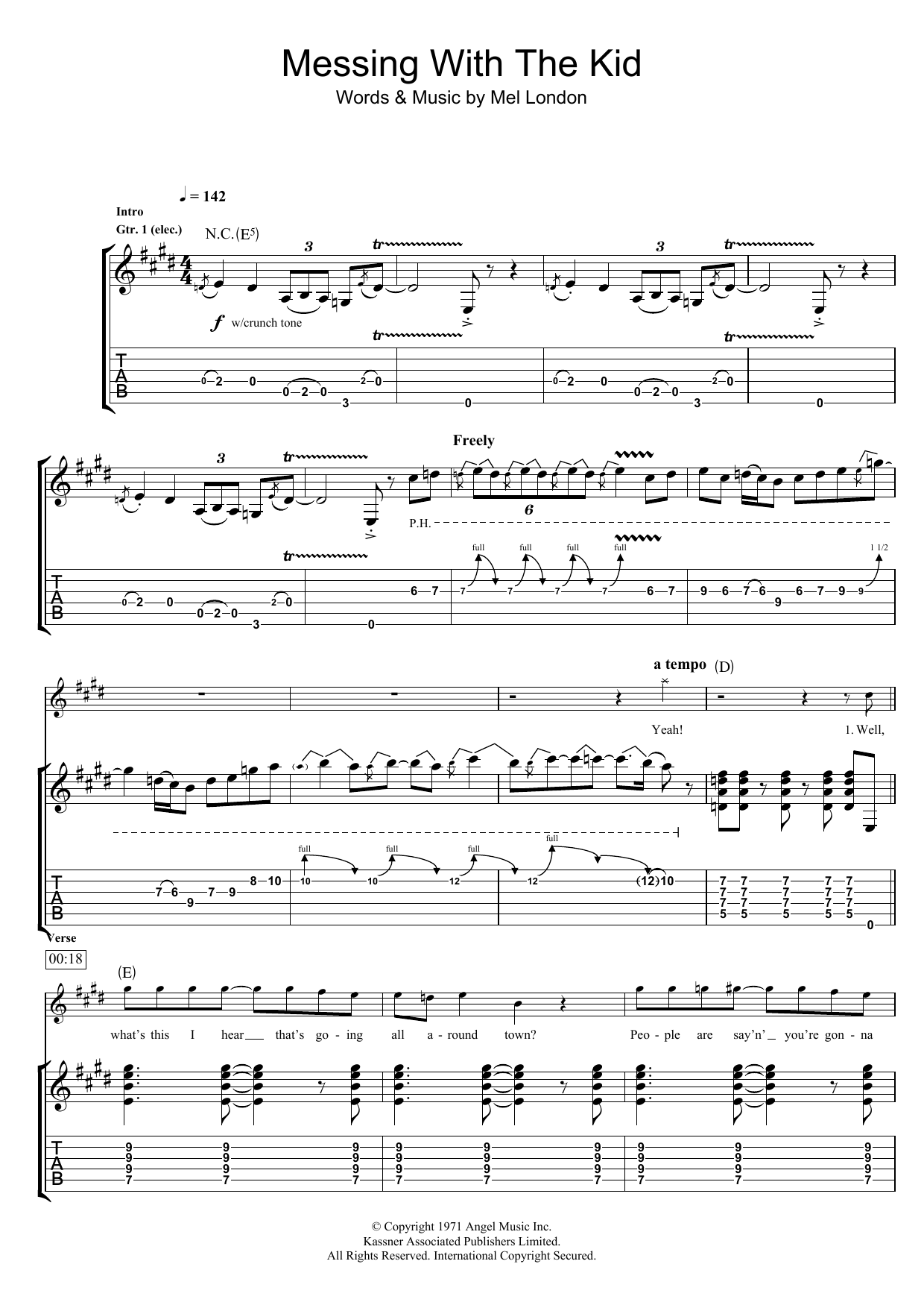 Download Rory Gallagher Messin' With The Kid Sheet Music and learn how to play Guitar Tab PDF digital score in minutes