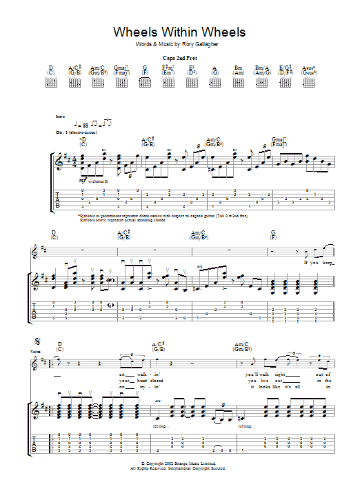 Download Rory Gallagher Wheels Within Wheels Sheet Music and learn how to play Guitar Tab PDF digital score in minutes