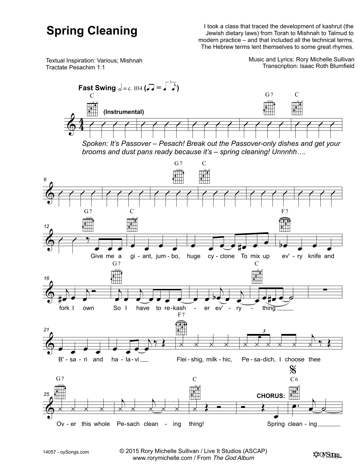 Download Rory Michelle Sullivan Spring Cleaning Sheet Music and learn how to play Lead Sheet / Fake Book PDF digital score in minutes