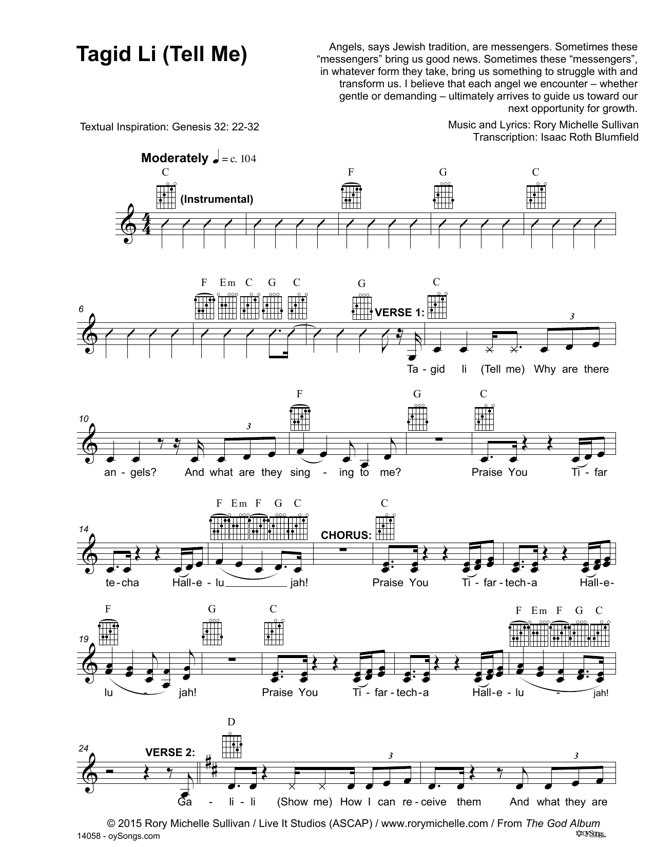 Download Rory Michelle Sullivan Tagid Li Sheet Music and learn how to play Lead Sheet / Fake Book PDF digital score in minutes