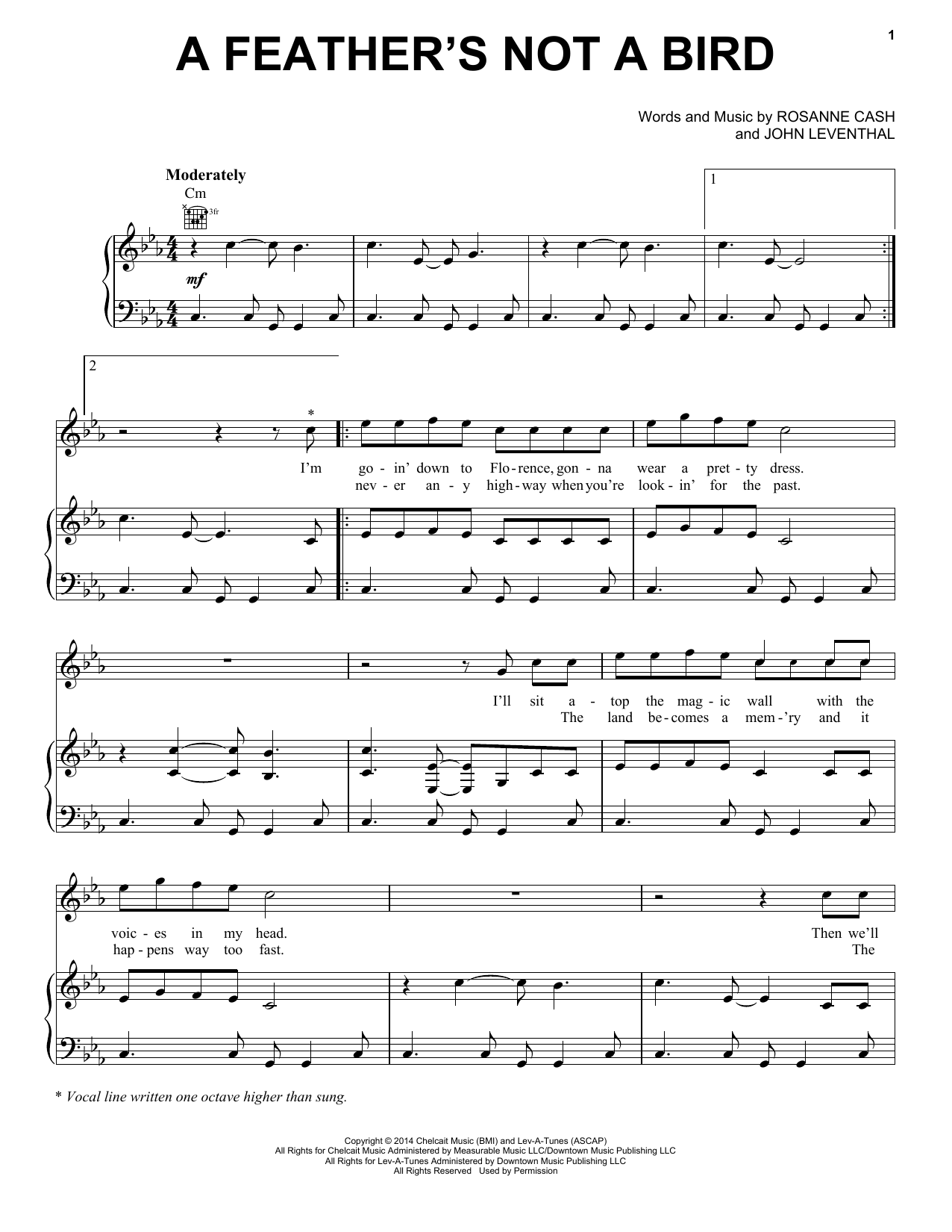 Download Rosanne Cash A Feather's Not A Bird Sheet Music and learn how to play Piano, Vocal & Guitar (Right-Hand Melody) PDF digital score in minutes