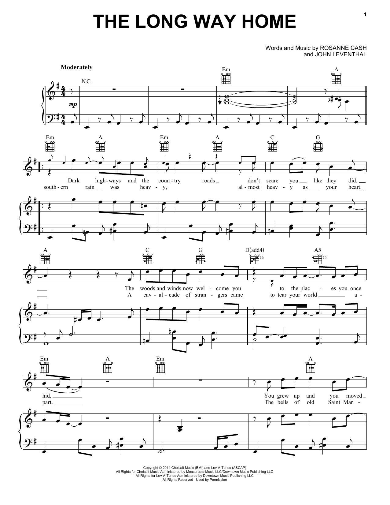 Download Rosanne Cash The Long Way Home Sheet Music and learn how to play Piano, Vocal & Guitar (Right-Hand Melody) PDF digital score in minutes