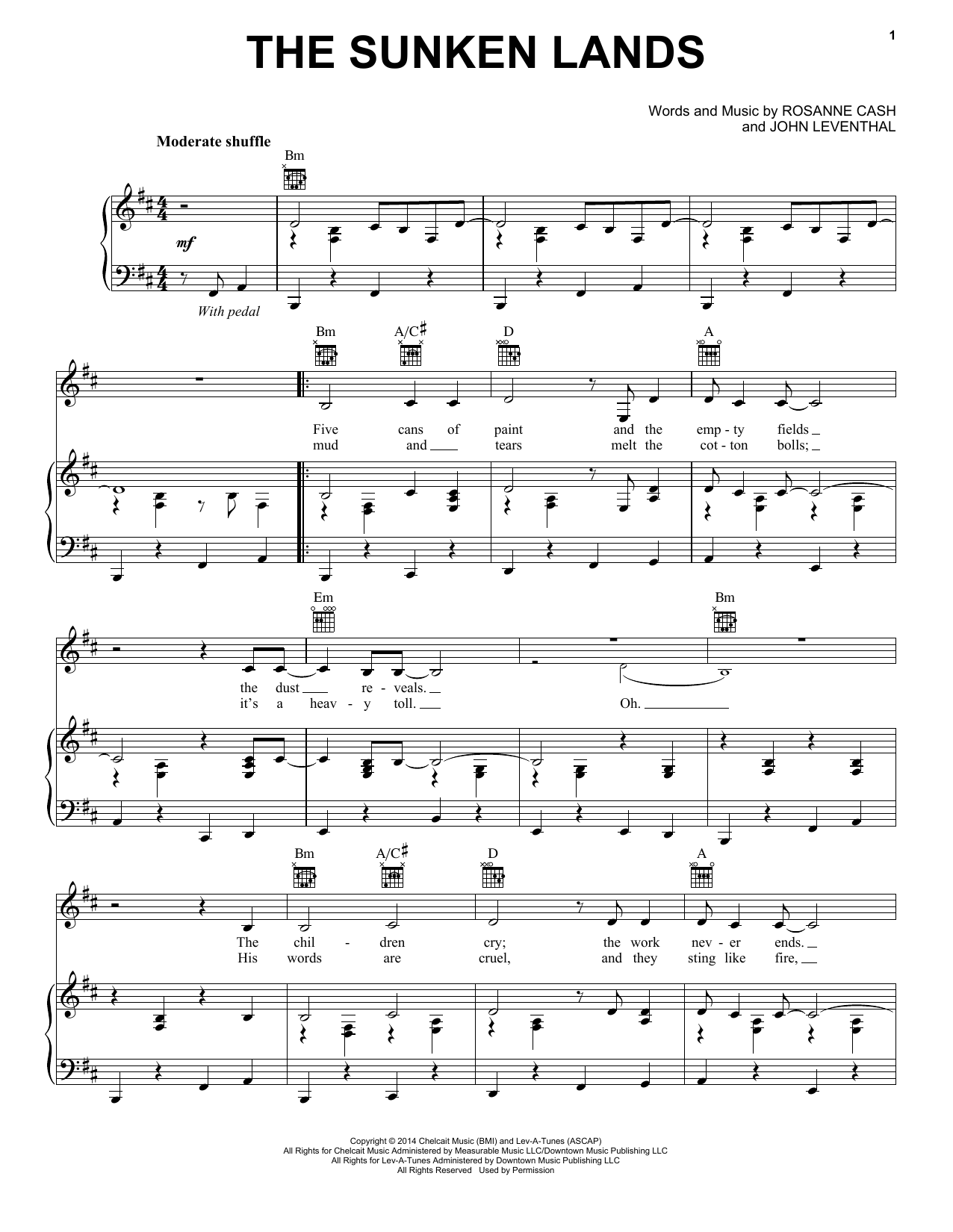 Download Rosanne Cash The Sunken Lands Sheet Music and learn how to play Piano, Vocal & Guitar (Right-Hand Melody) PDF digital score in minutes