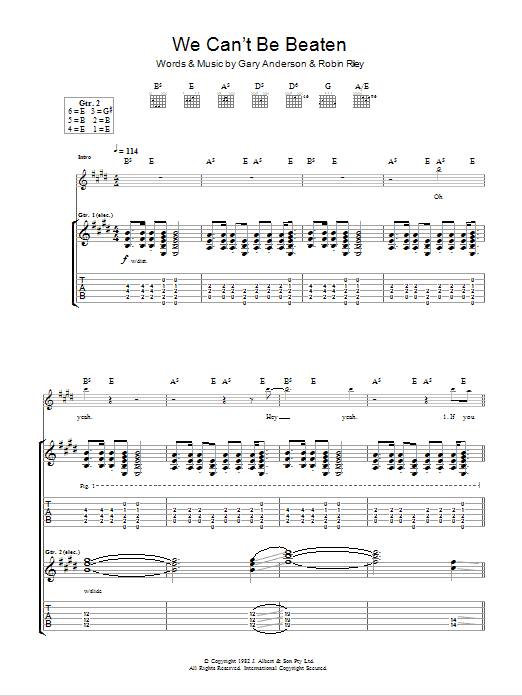 Download Rose Tattoo We Can't Be Beaten Sheet Music and learn how to play Guitar Tab PDF digital score in minutes