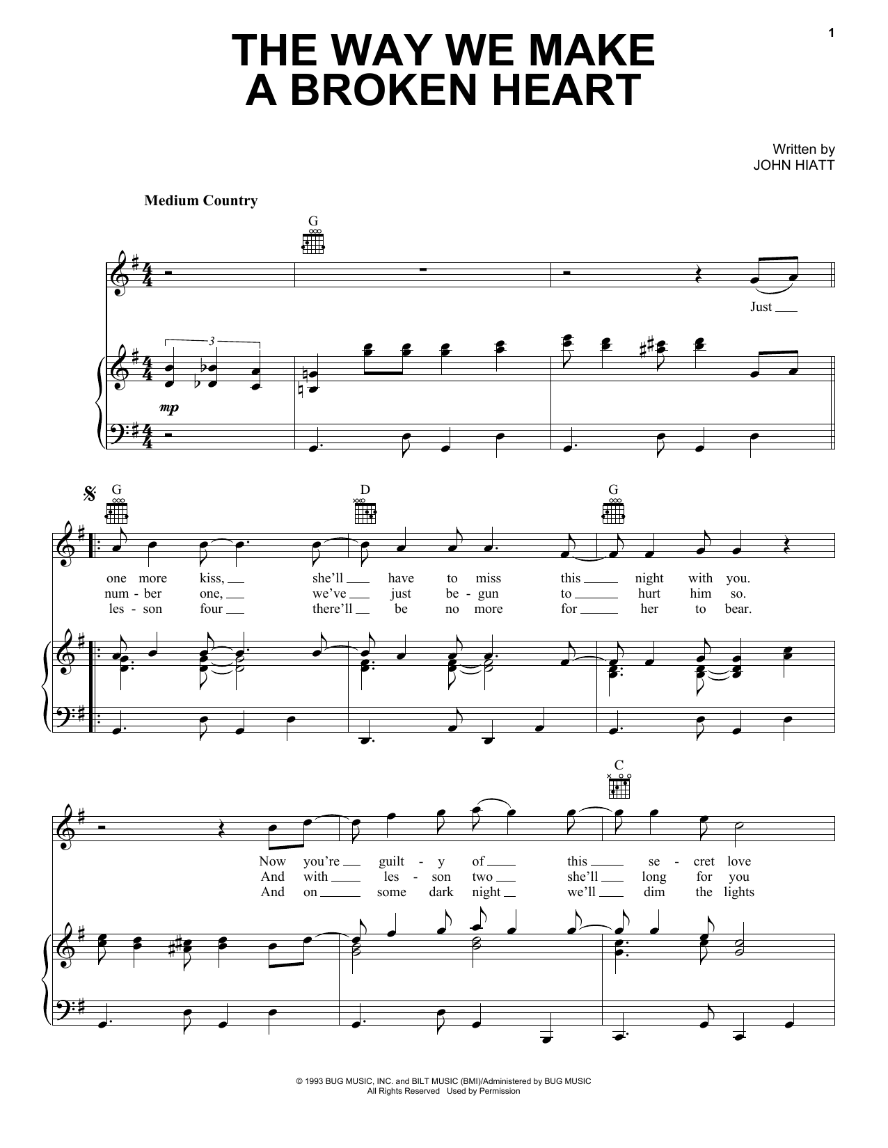 Download Roseanne Cash The Way We Make A Broken Heart Sheet Music and learn how to play Piano, Vocal & Guitar (Right-Hand Melody) PDF digital score in minutes