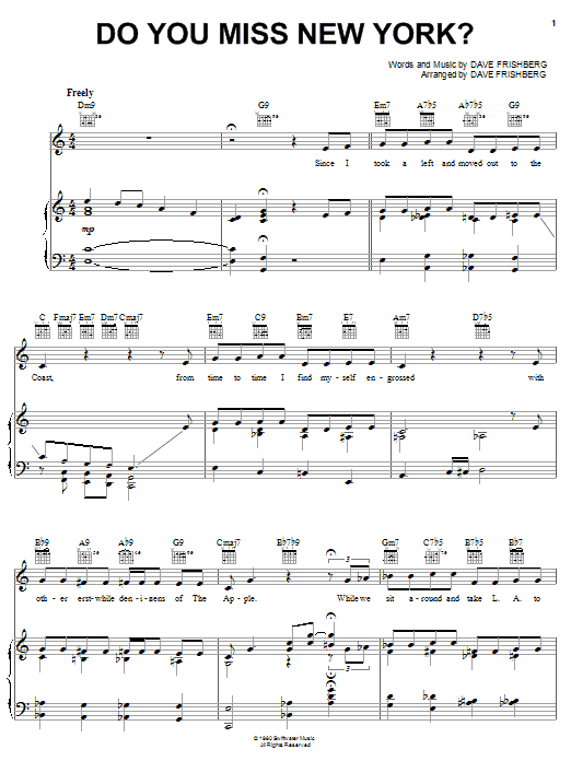 Download Rosemary Clooney Do You Miss New York? Sheet Music and learn how to play Piano, Vocal & Guitar (Right-Hand Melody) PDF digital score in minutes